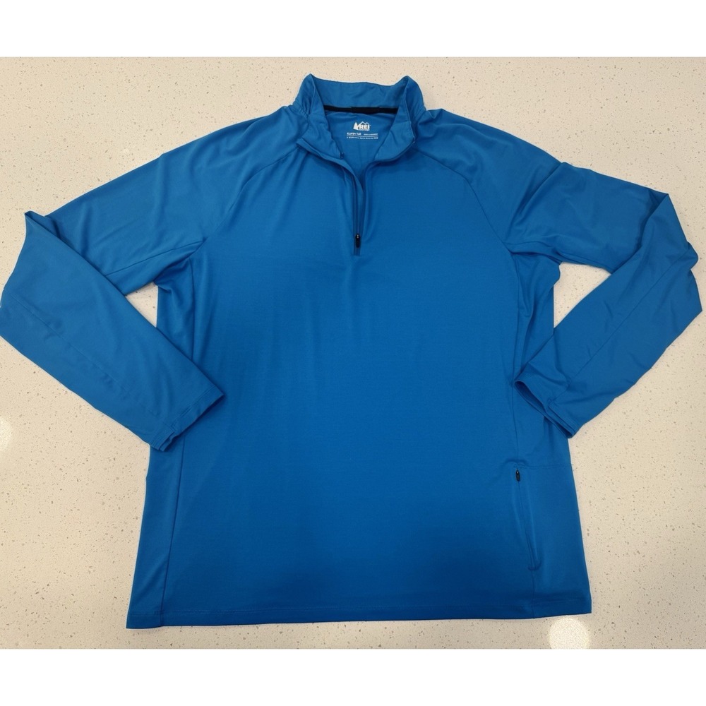 REI Co-op XL Tall Blue Men's 1/4 Zip Pullover Activewear Top‎ with Zipper Pocket